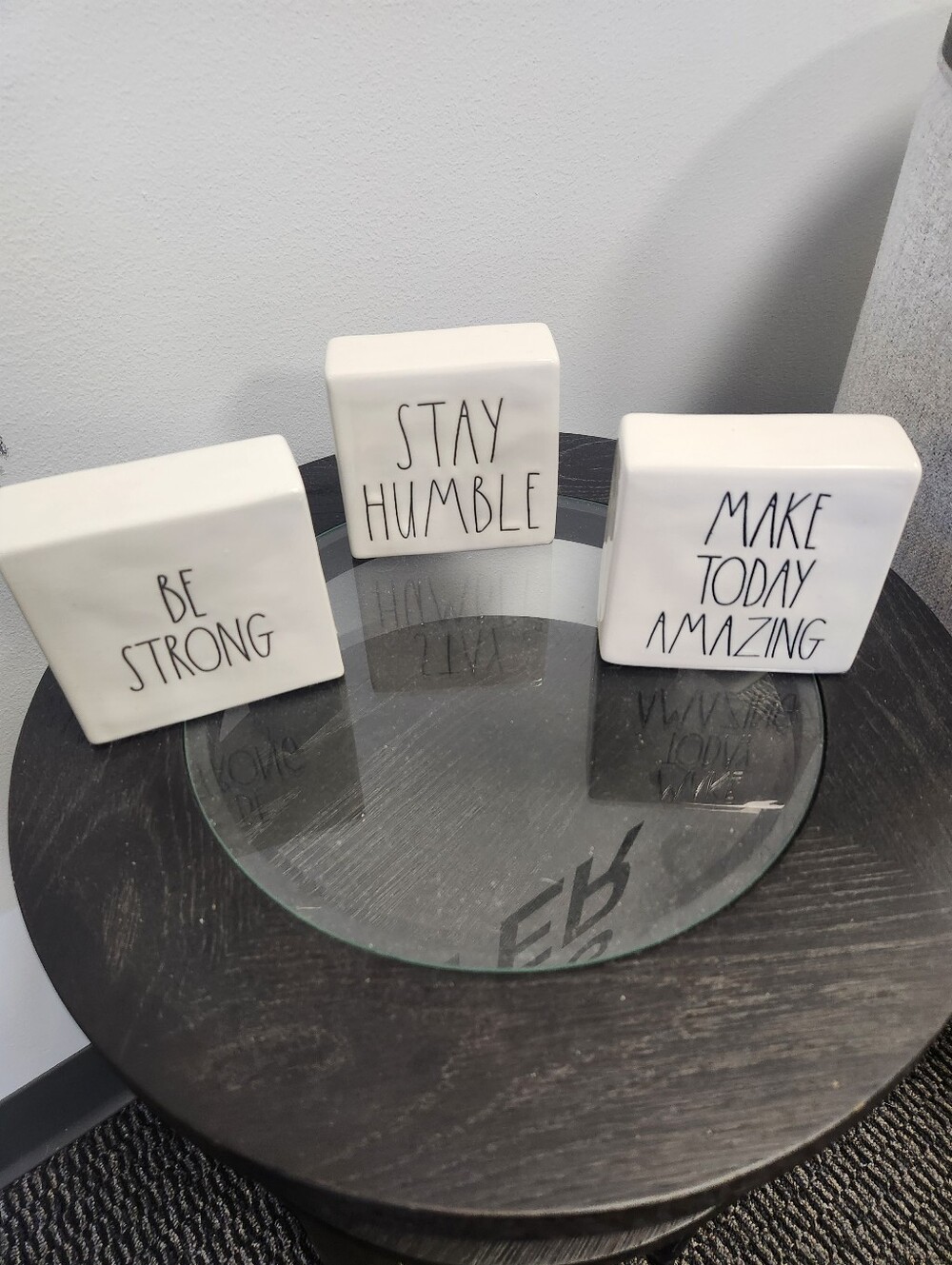 Rae Dunn Desk Sign 4x4 Ceramic Squares Bundle Of 3